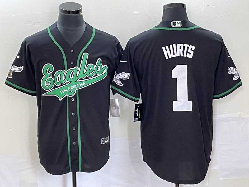 Men's Philadelphia Eagles #1 Jalen Hurts Black Cool Base Stitched Baseball Jerseys,We sell and wholesale Men's Philadelphia Eagles #1 Jalen Hurts Black Cool Base Stitched Baseball Jerseys on line form chian!